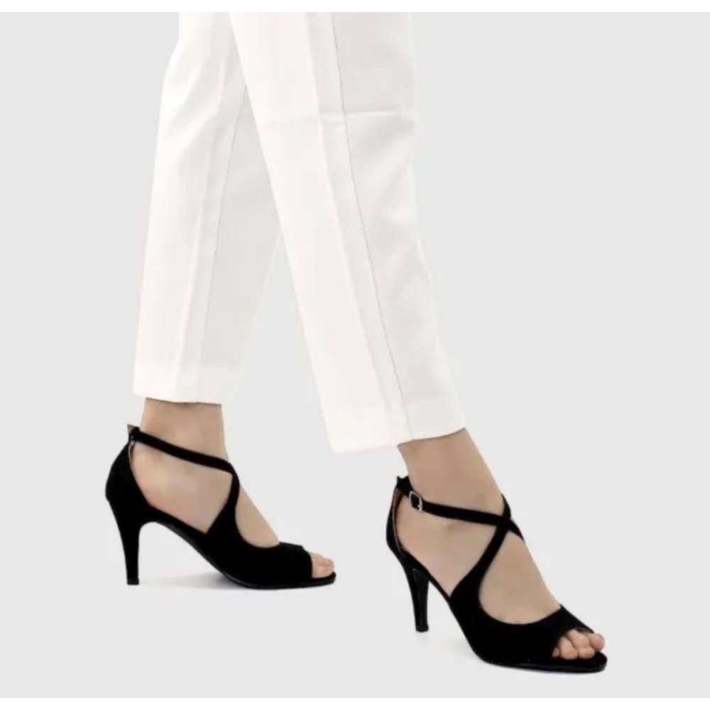 Women's Fashion Stilettos Open Toe Strappy Pump Heel Sandals Shoes Black NEW 6